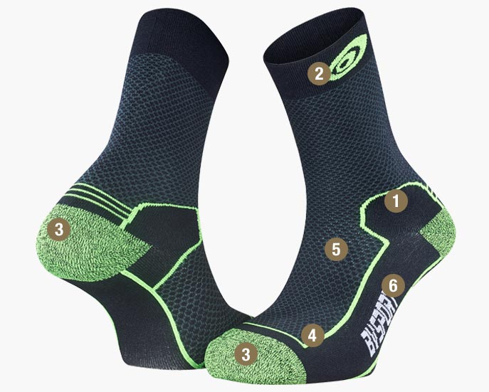 Socks DOUBLE Polyamide EVO black/green
